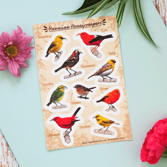 Hawaiian Forest Bird Sticker Sheet