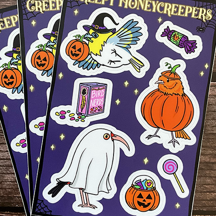 Creepy Honeycreeper Halloween Sticker Sheet