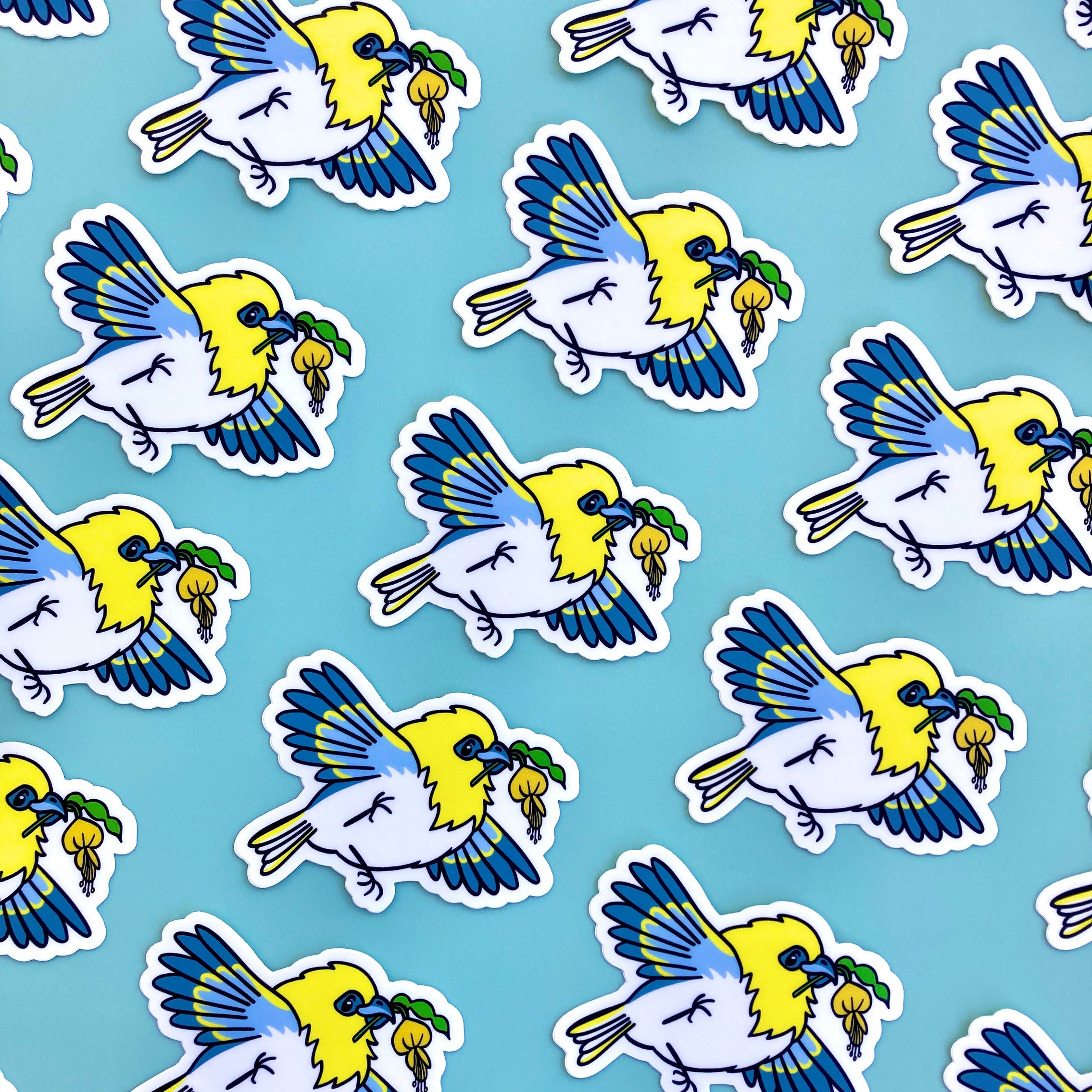 Palila and Māmane Blossom Sticker