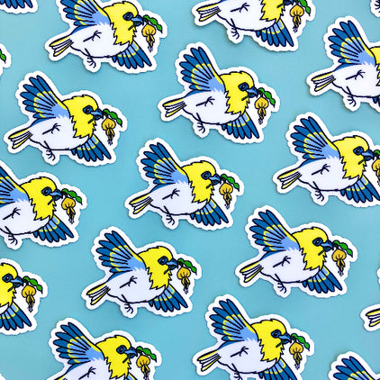 Palila and Māmane Blossom Sticker