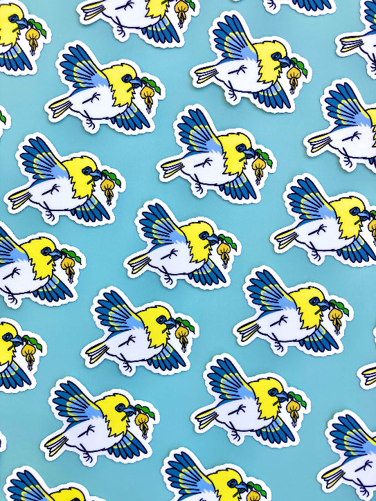 Palila and Māmane Blossom Sticker