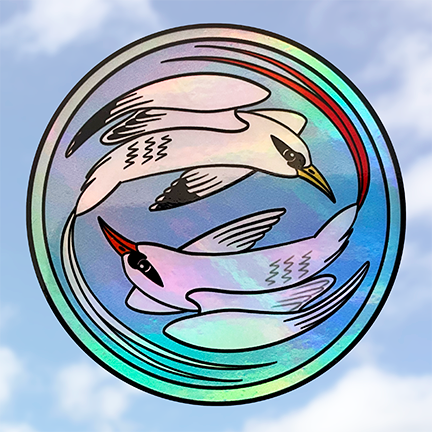 Yin Yang Tropicbirds Iridescent Sticker
