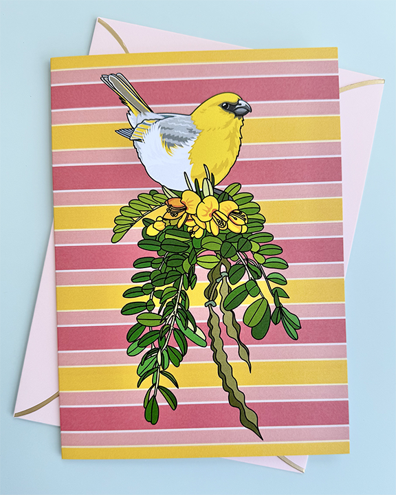 Palila on Mamāne Greeting Card