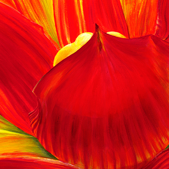 A zoomed in detail section of the same flower painting.